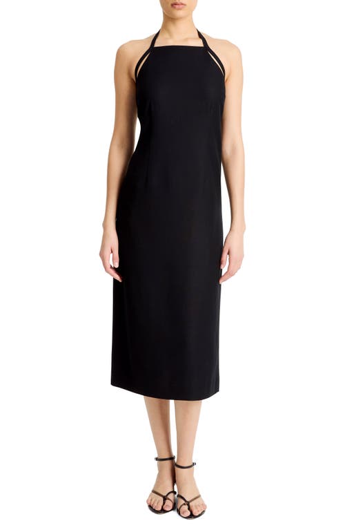 Vince Halter Neck Apron Midi Dress In Black