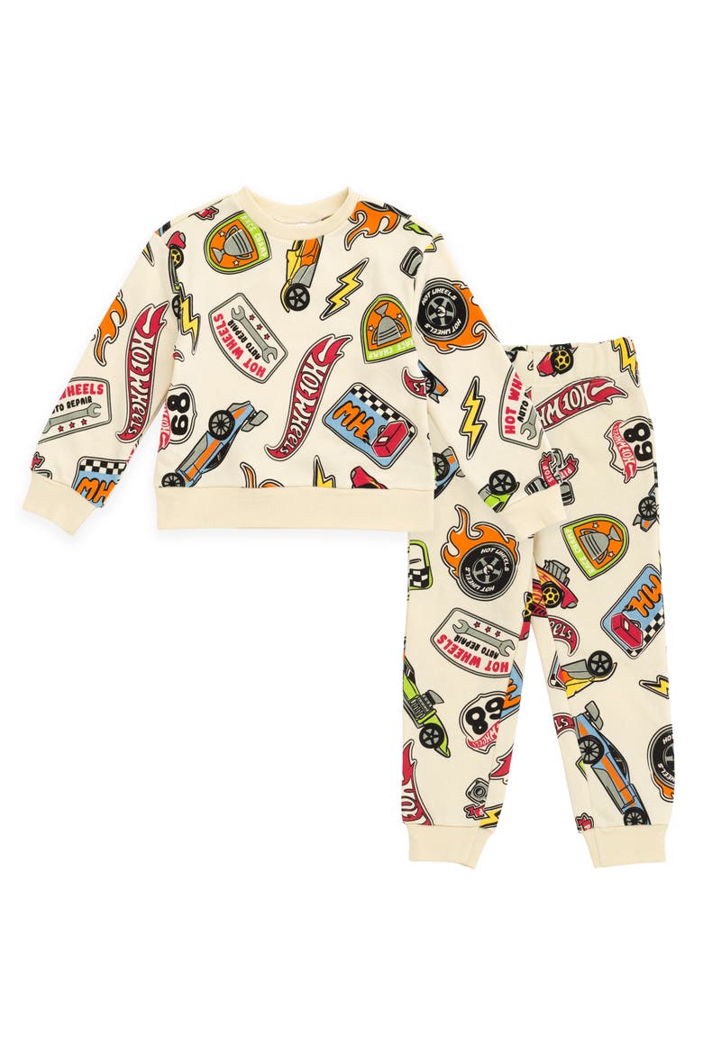 Fleece 2-Piece Sweatshirt and Pants Set, Main, color, Cream Multi