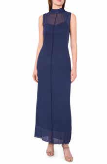 Halogen® Sleeveless Plissé Mesh Maxi Dress