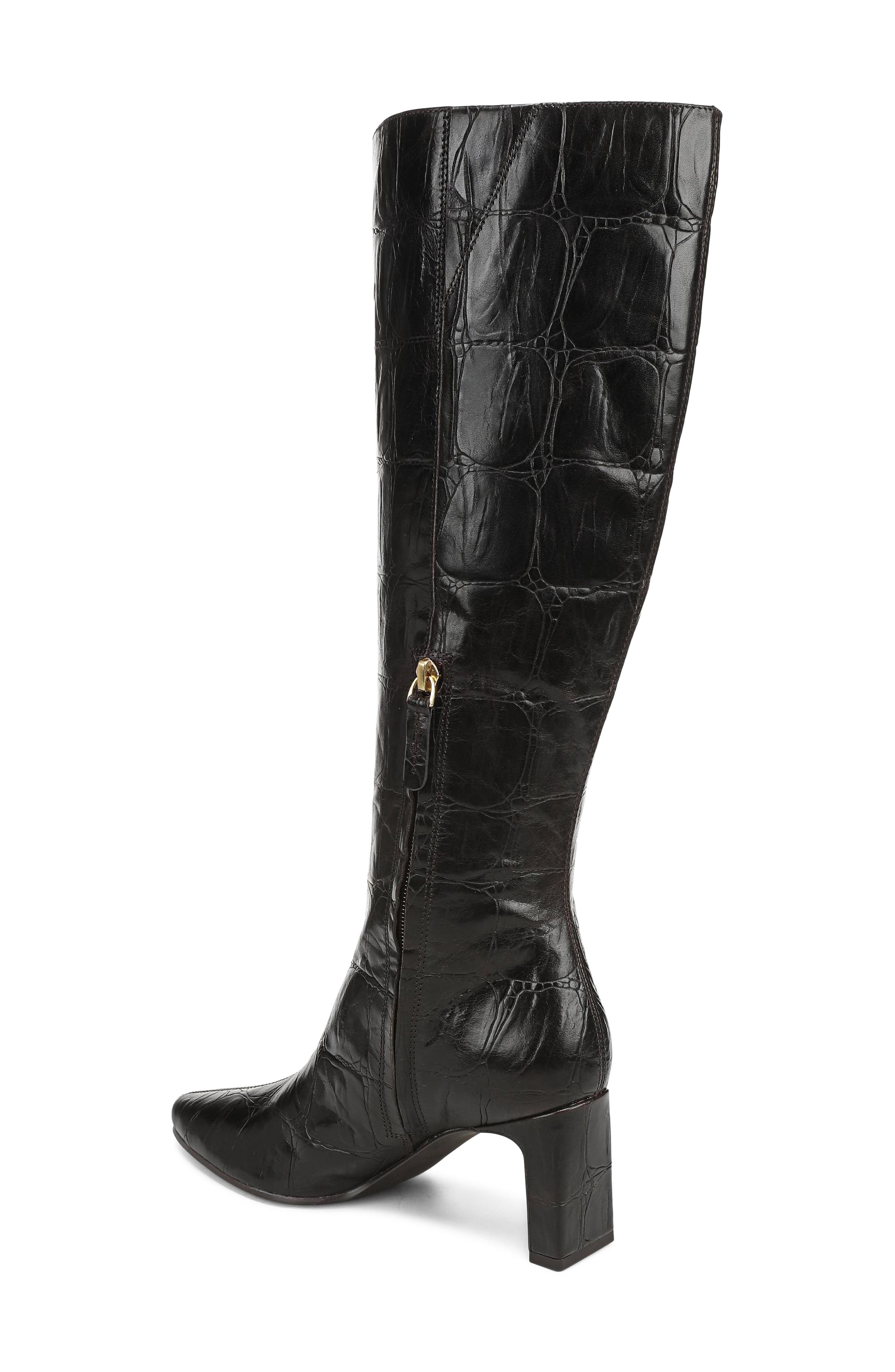 Bridget Knee High Leather Boot, Alternate, color, BROWN DINO CROC