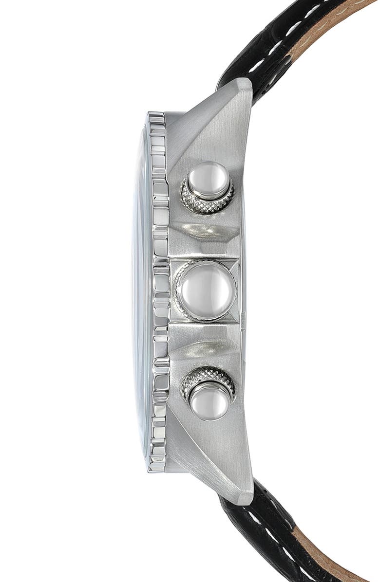 PORSAMO BLEU Men's Martin Croc Embossed Leather Strap Watch, 46mm, Alternate, color,