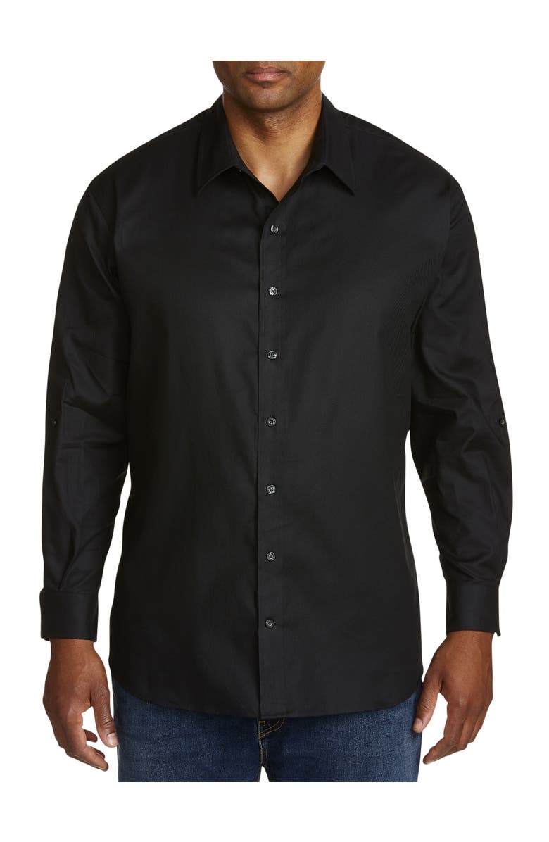 Synrgy by DXL Big & Tall Textured Sport Shirt, Main, color, Black