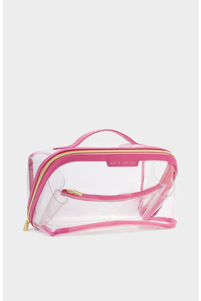 Large Clear Fold-Out Wash Bag, Alternate, color, Sugar Pink