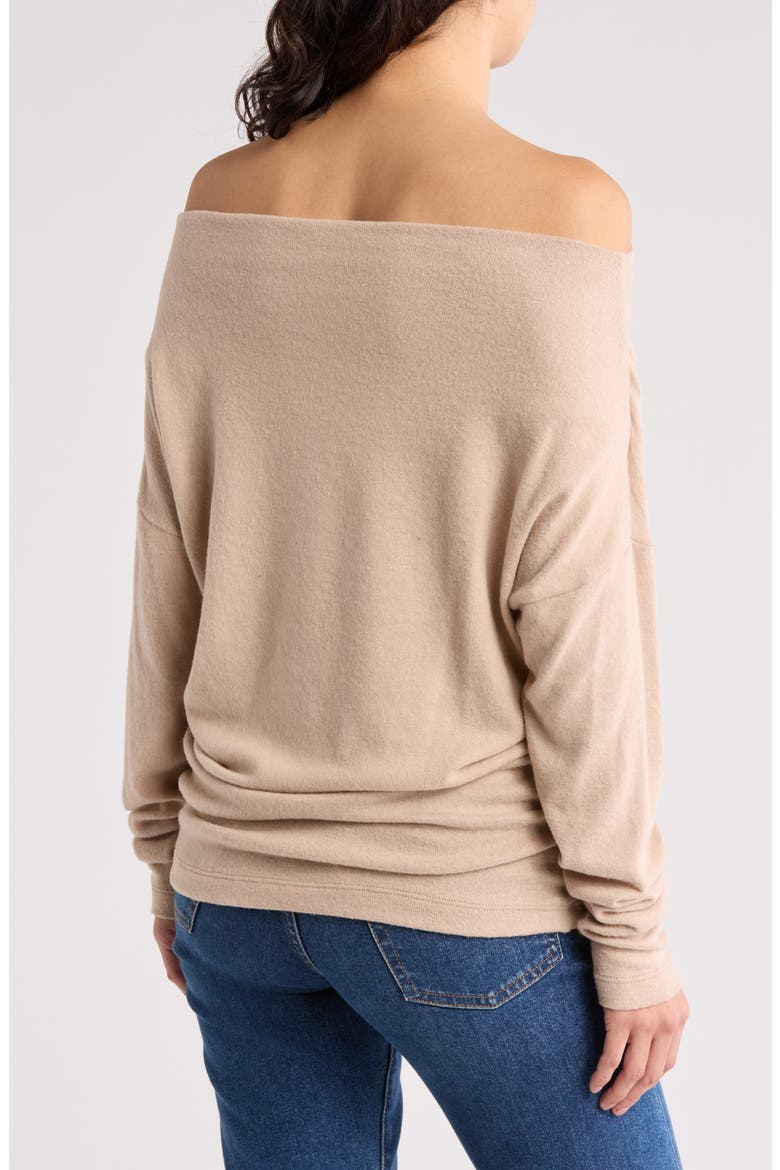 Brushed Knit Boat Neck Top, Alternate, color, DARK TAUPE