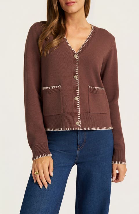 Vianney Whipstitch Cotton & Cashmere Cardigan