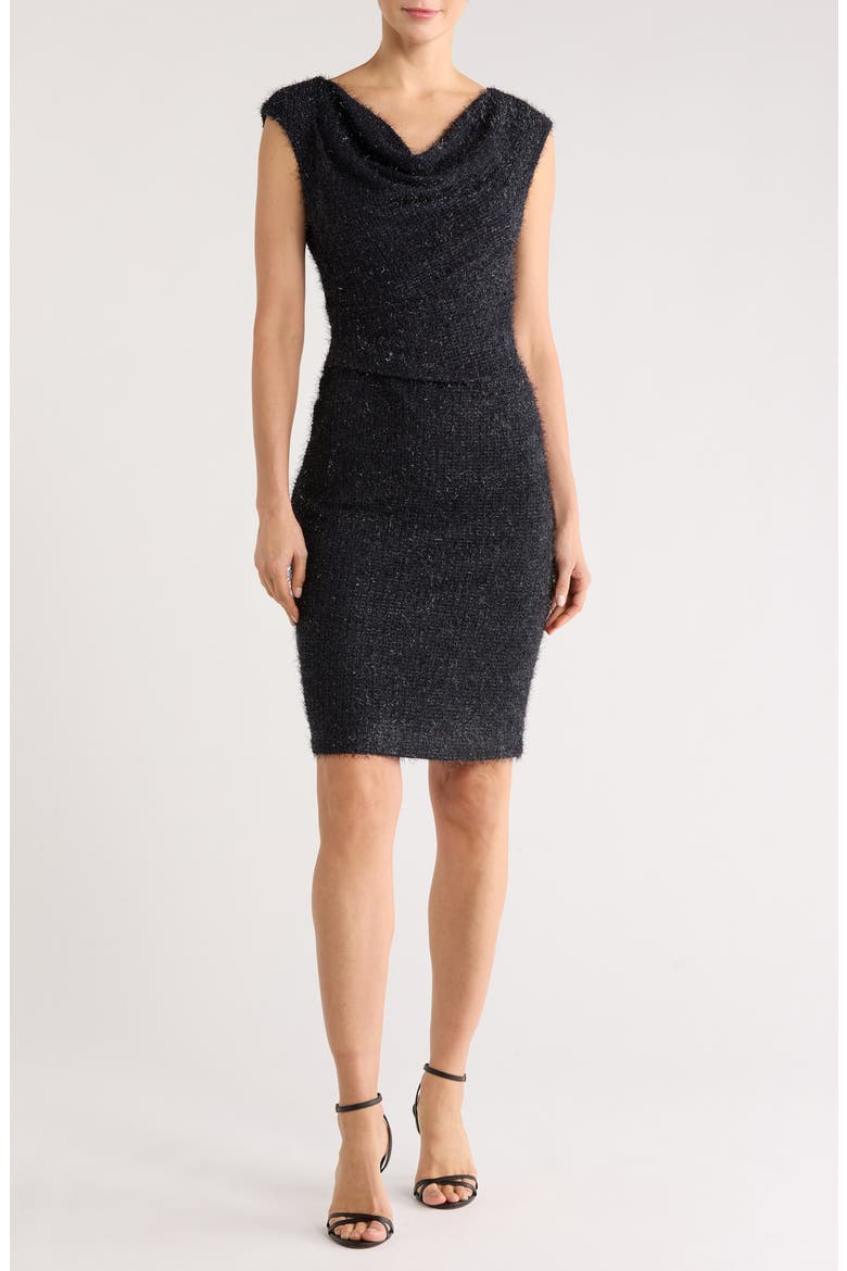 Textured Metallic Sheath Dress, Main, color, MIDNIGHT