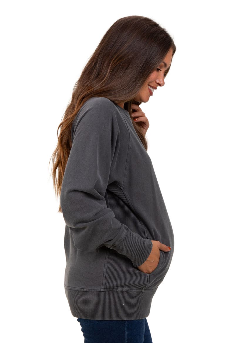 Vintage Wash French Terry Pullover, Alternate, color, Charcoal Grey