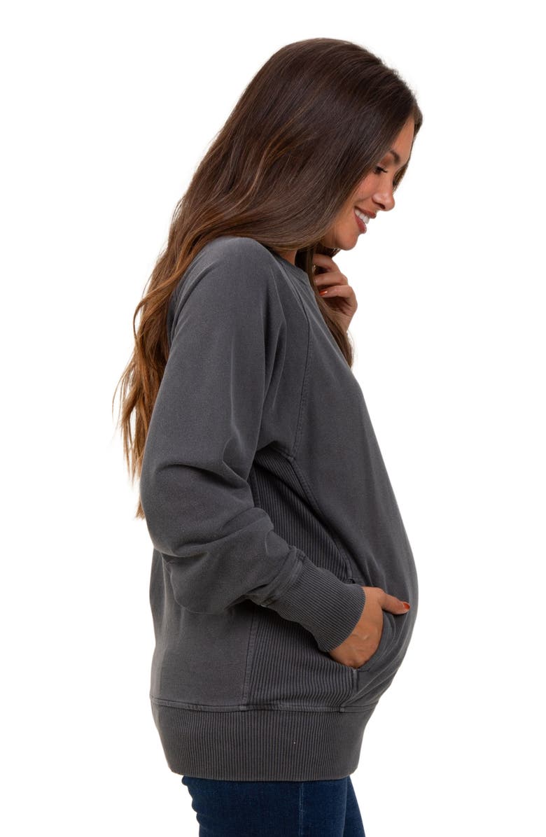 PinkBlush Vintage Wash French Terry Pullover, Alternate, color, Charcoal Grey