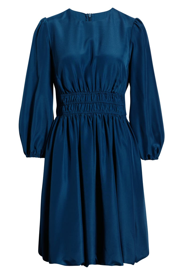 Balloon Sleeve Crepe Fit & Flare Dress, Alternate, color, TEAL