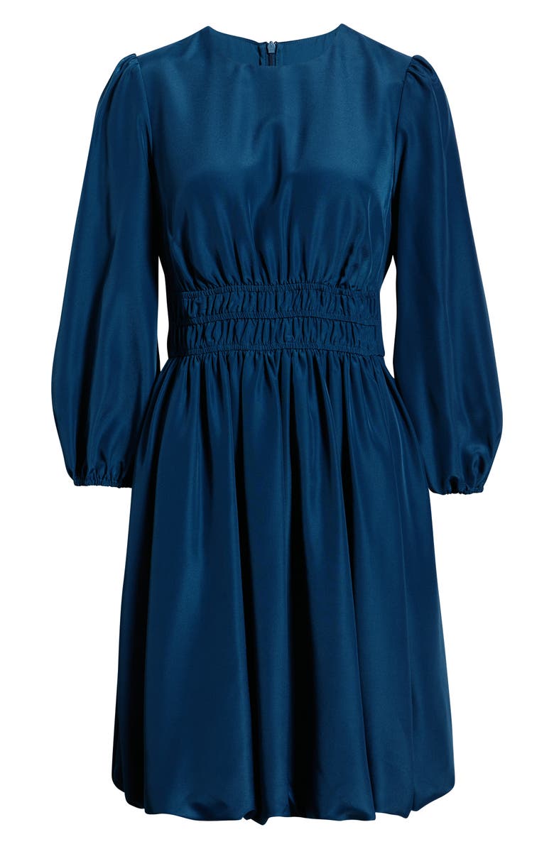 Eliza J Balloon Sleeve Crepe Fit & Flare Dress, Alternate, color, Teal