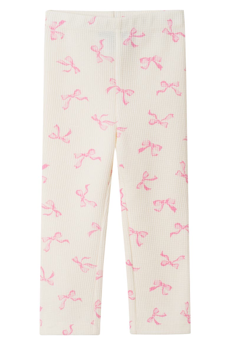 Kids' Bow Print Waffle Knit Top & Pants Set, Alternate, color, WHITE BOWS