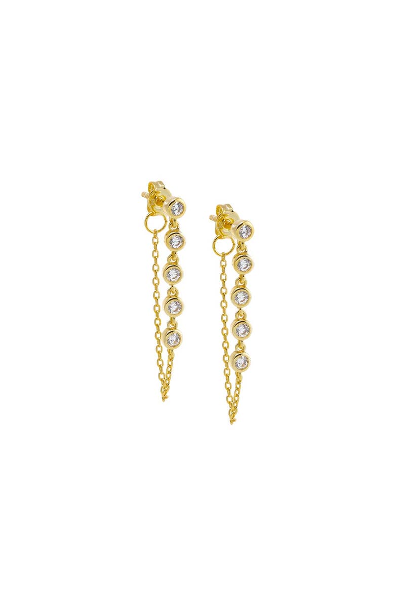 BY ADINA EDEN CZ Multi Bezel Drop Chain Front Back Stud Earring, Main, color, 