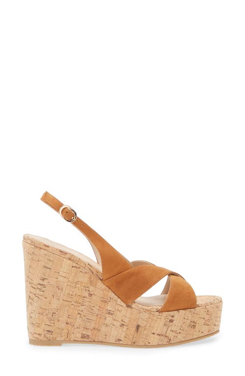 Stuart Weitzman Dayna Slingback Platform Wedge Sandal In Hazel Suede