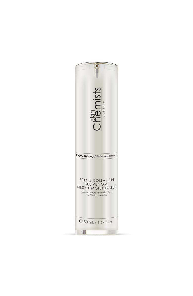 SKINCHEMISTS Pro-5 Collagen Bee Venom Night Moisturiser 50ml for Loss of Firmness, Anti-Aging, Main, color, White