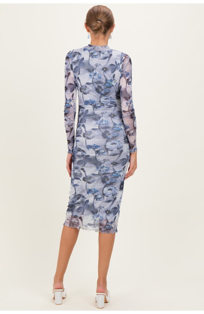 PinkBlush Floral Mesh Long Sleeve Midi Dress, Alternate, color, Blue