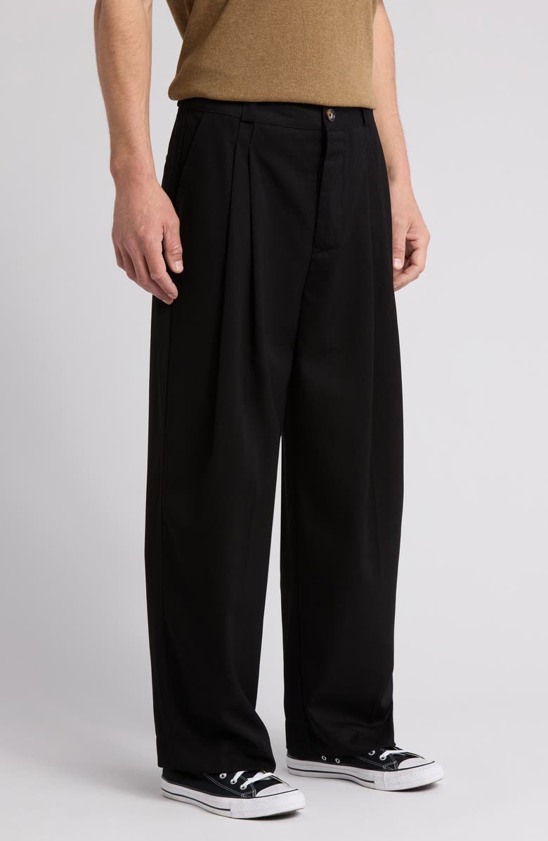 Elwood Courtyard Pleated Wide Leg Pants, Alternate, color, Soot