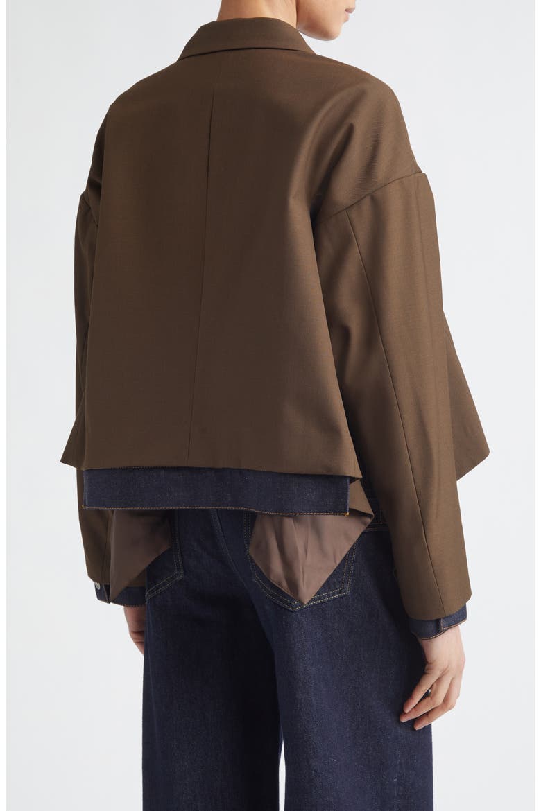 Double Breasted Suiting & Denim Jacket, Alternate, color, BROWN/ INDIGO