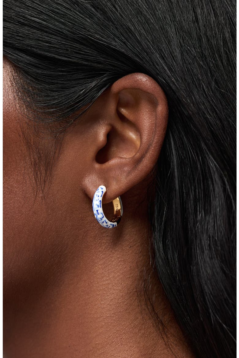 Giulia Medium Hoop Earrings, Alternate, color, GOLD / MARBLE BLUE