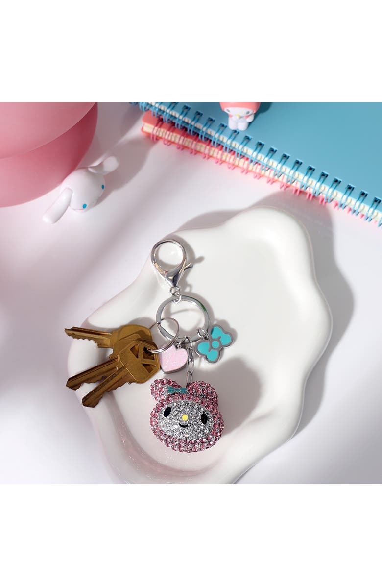 Hello Kitty My Melody Crystal Cluster Pavé Bag Charm Keychain, Alternate, color, Pink, Multi