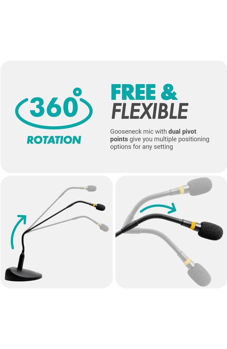 MOVO GM-9 XLR Gooseneck Microphone with Interface with XLR Output, Alternate, color, Black