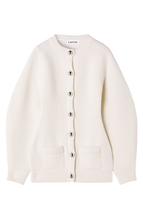 Lanvin Ribbed Button Cardigan In White