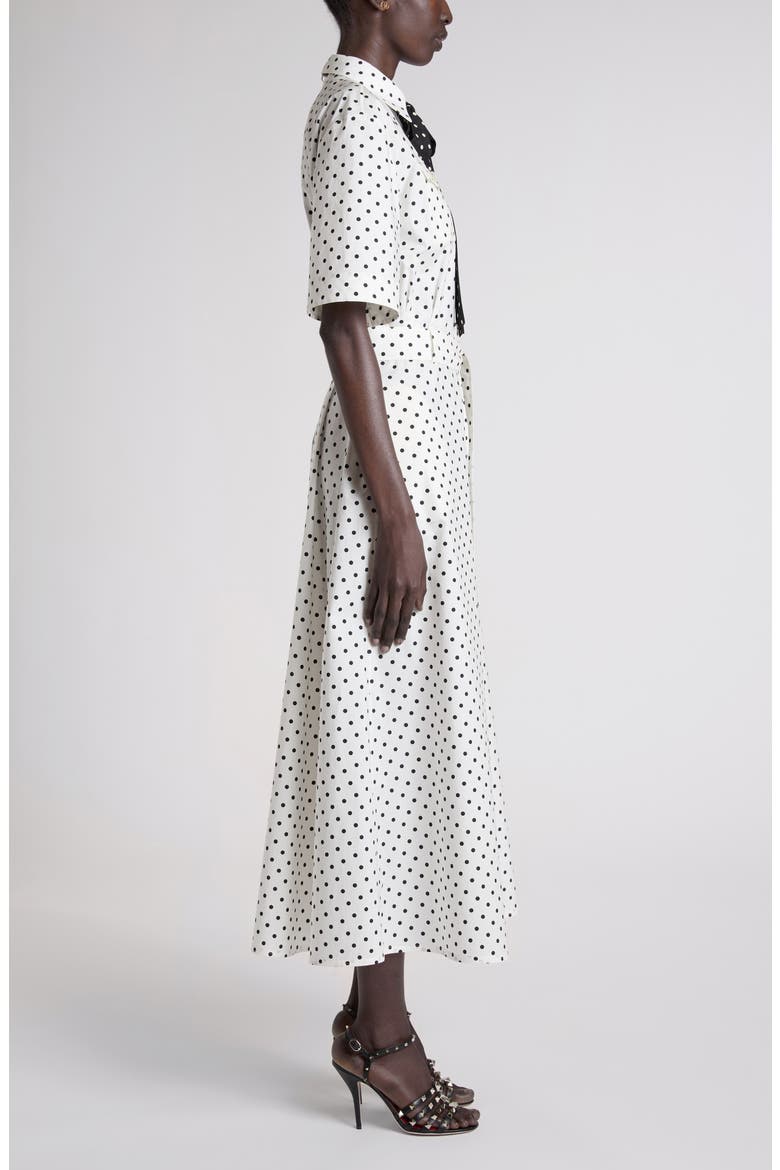 Polka Dot Cotton Poplin Shirtdress, Alternate, color, WHITE/ BLACK