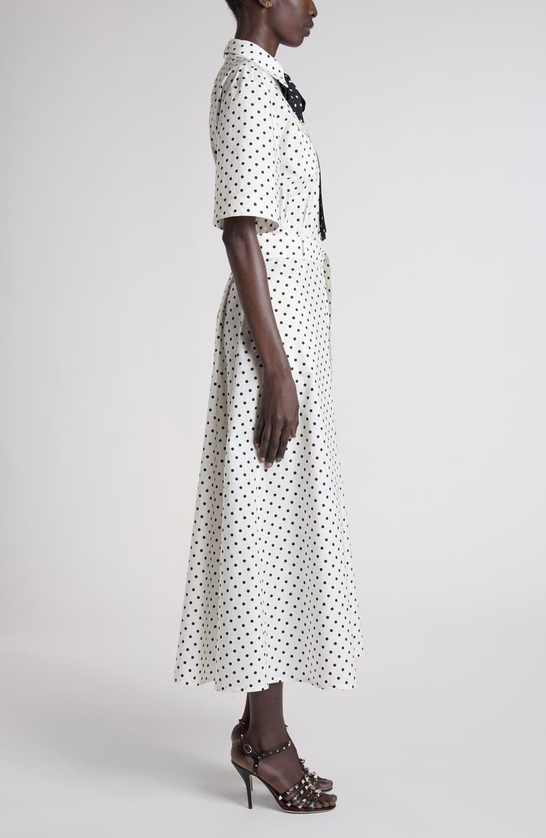 Valentino Garavani Polka Dot Cotton Poplin Shirtdress, Alternate, color, White/ Black