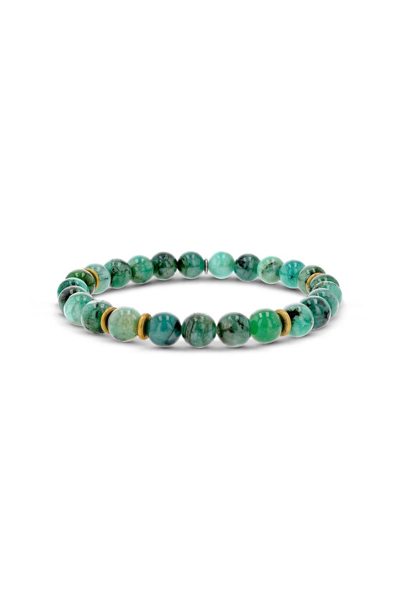 Mr Lowe Emerald Bead Bracelet with Brass Spacers, Main, color, Emerald
