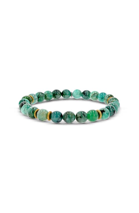 Mr Lowe Emerald Bead Bracelet with Brass Spacers