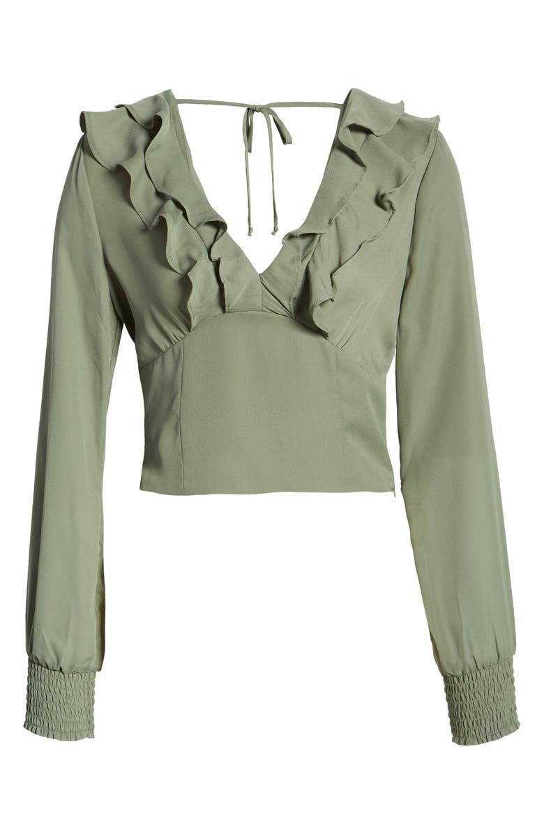 Open Edit Ruffle V-Neck Top, Alternate, color, 