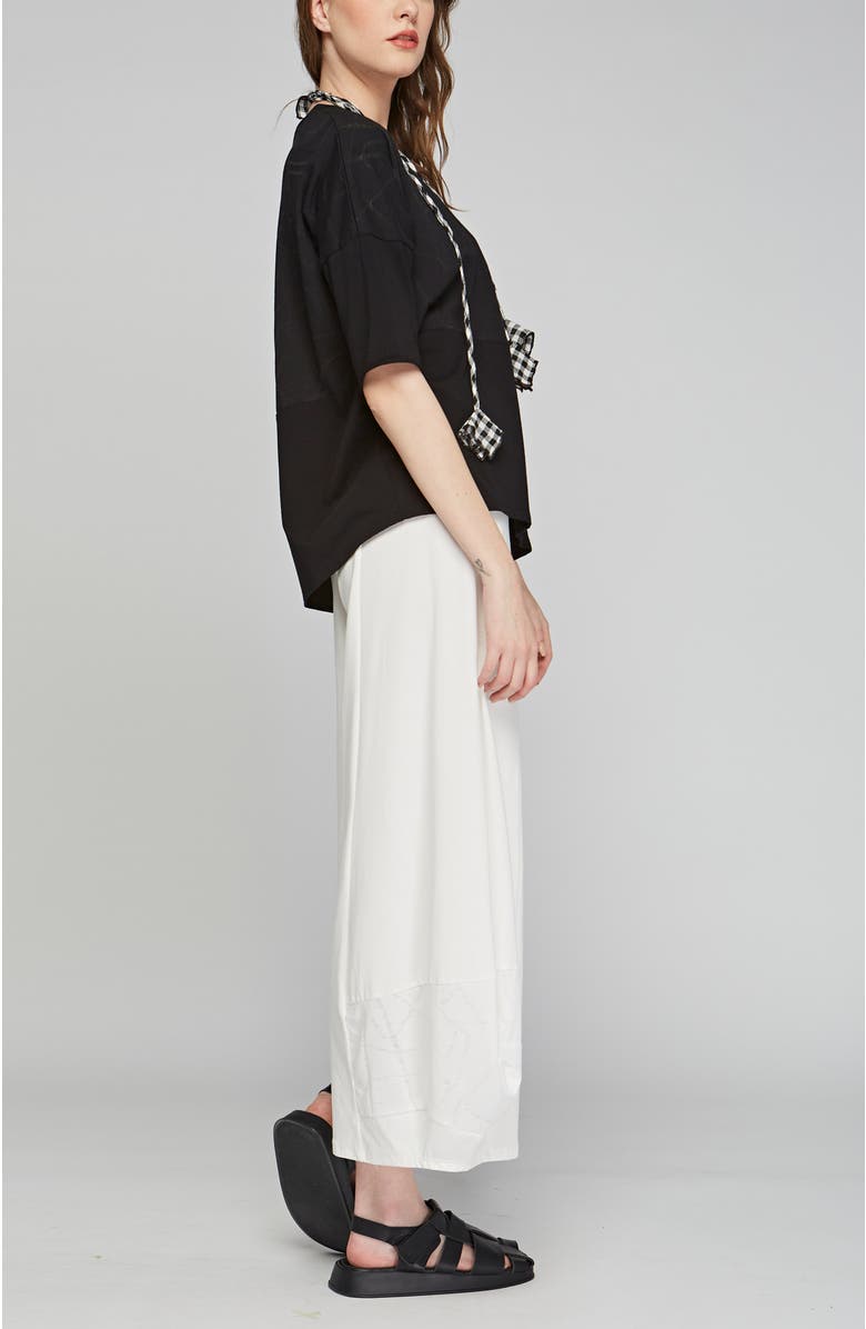 LUUKAA Knox Devore Cotton Jersey Blouse, Alternate, color, Black