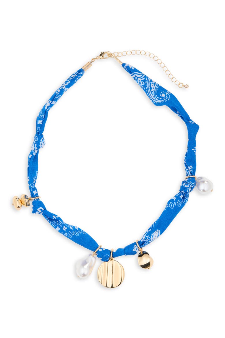 Bandanna Charm Necklace, Main, color, BLUE MULTI- GOLD