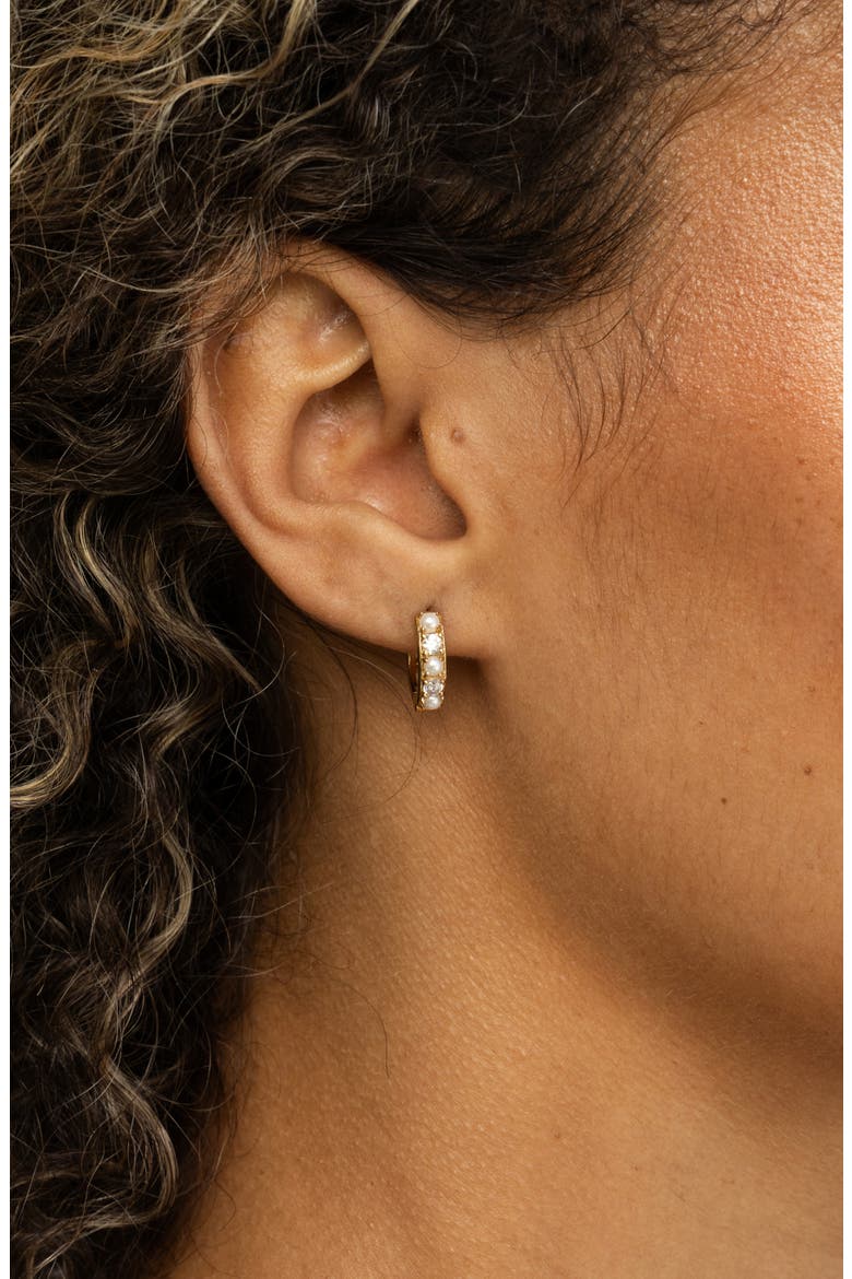 Wendy Freshwater Pearl Huggie Earrings, Alternate, color, GOLD