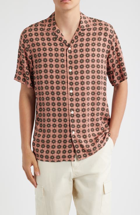 Medallion Print Viscose Camp Shirt