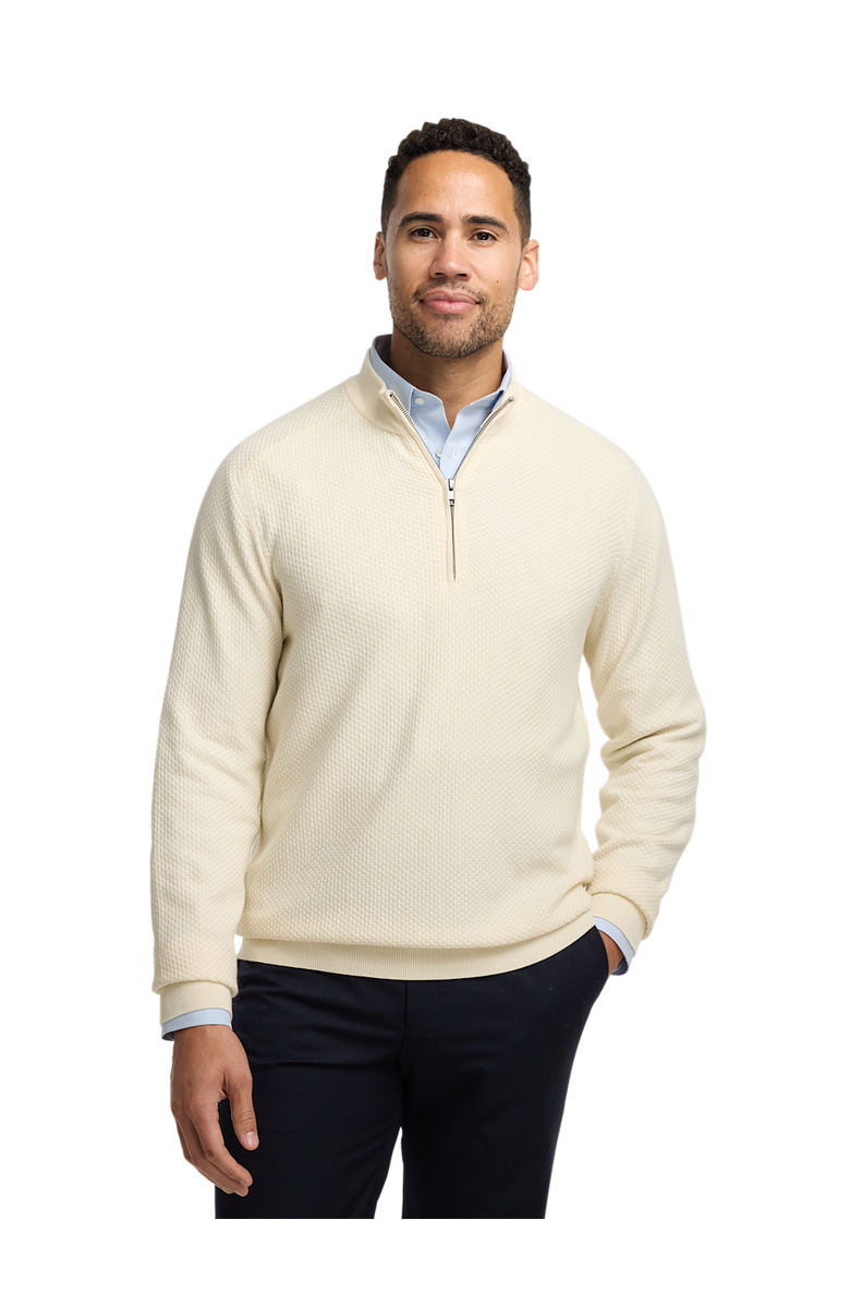 Paul Fredrick Silk Cotton Cashmere Quarter Zip Mock Neck Sweater, Alternate, color, Ivory