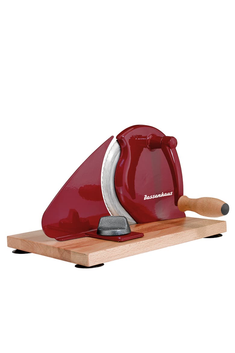 Manual Bread Slicer, Hand Crank Home Bread Slicer, 11.75" x 8", Main, color, Red