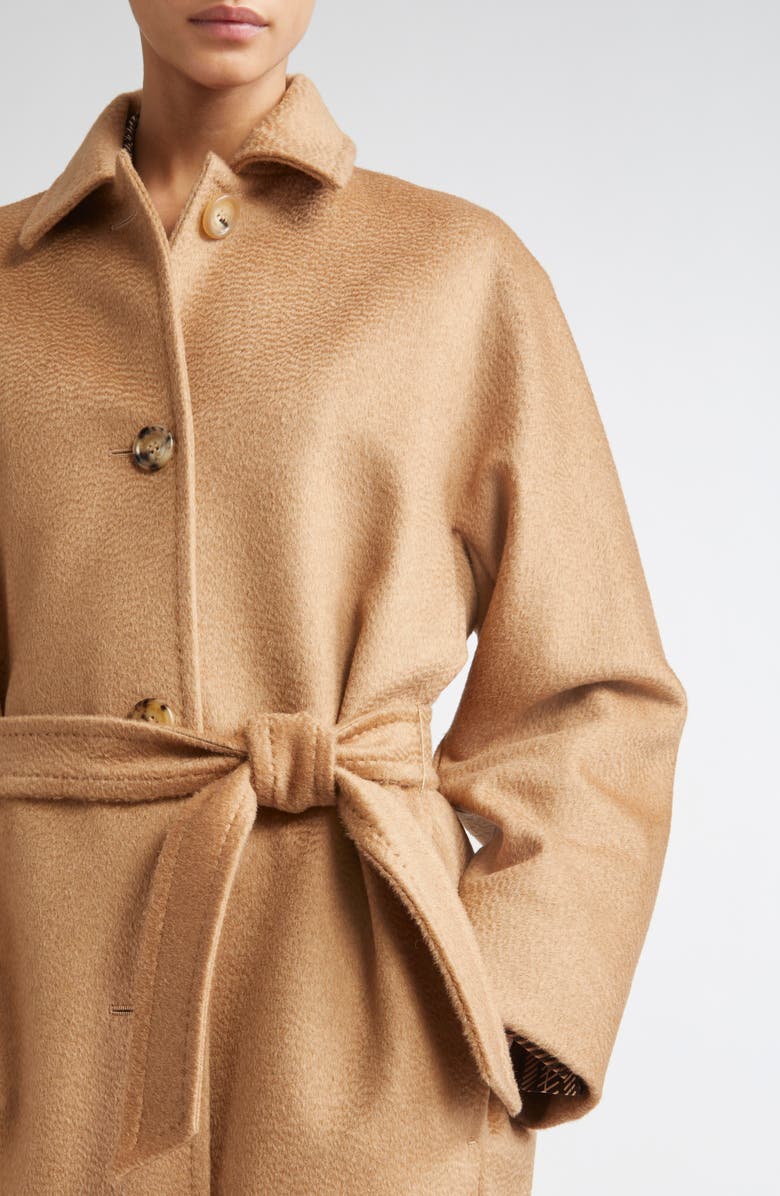 Max Mara Filato Belted Camel Hair Wrap Coat, Alternate, color, Camel