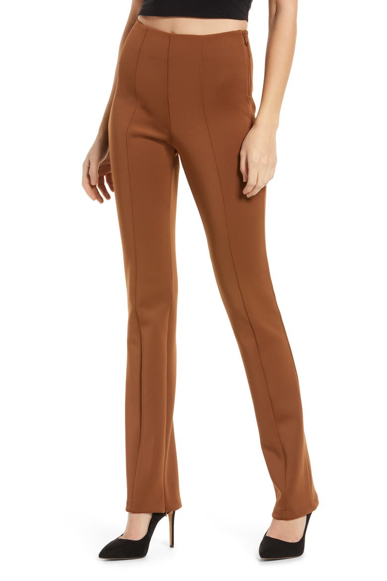 Zip Hem Scuba Knit Pants, Main, color, BURNT CARAMEL002