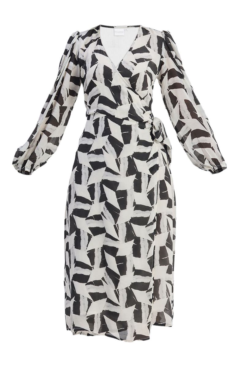 Reistor Midi Wrap Dress in Abstract Mosaic, Alternate, color, Noir Shadows