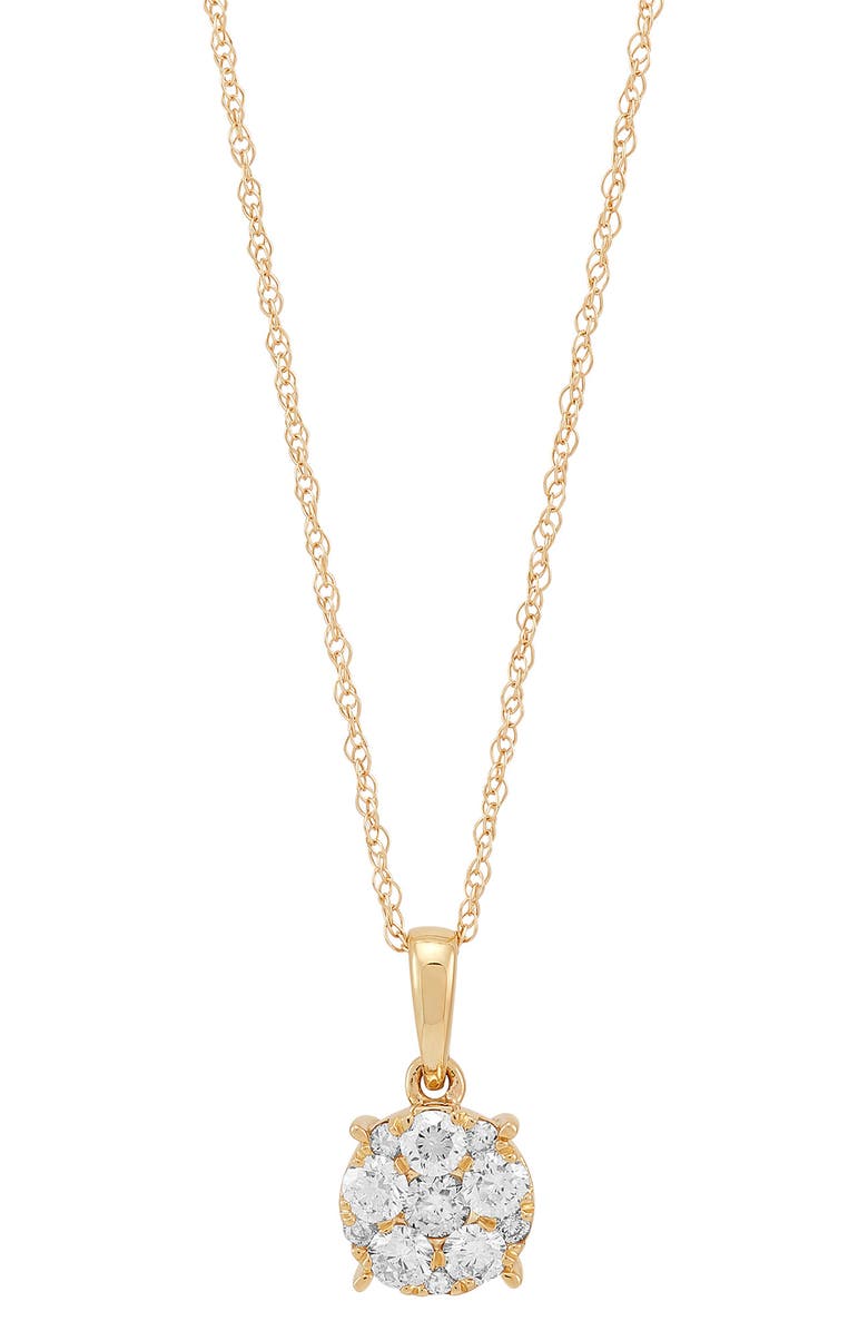 Frankie & Zoe 10K Yellow Gold Pavé Diamond Round Pendant Necklace, Main, color, Yellow Gold