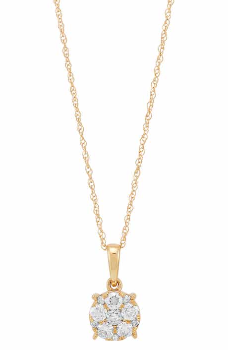 Frankie & Zoe 10K Yellow Gold Pavé Diamond Round Pendant Necklace