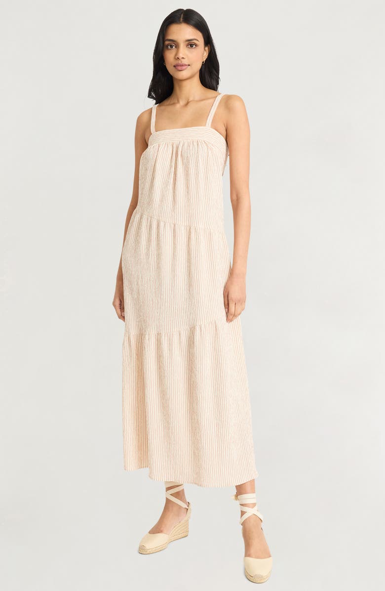 The Good Journey Tiered Midi Sundress, Alternate, color, Ivory/ Red