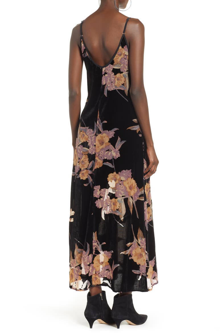 Mallorey Floral Print Velvet Dress, Alternate, color, BLACK/ MAUVE