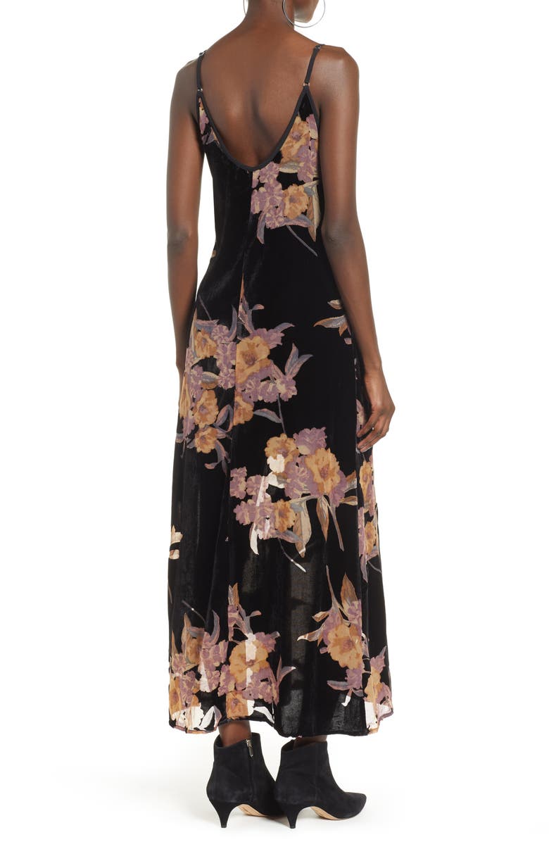 Band of Gypsies Mallorey Floral Print Velvet Dress, Alternate, color,