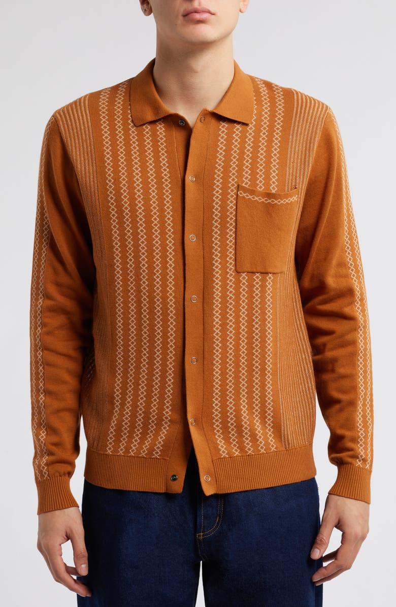 Percival Bevel Stripe Snap-Up Cardigan, Main, color, 