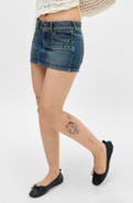 BDG Urban Outfitters Stud Double Shank Denim Miniskirt
