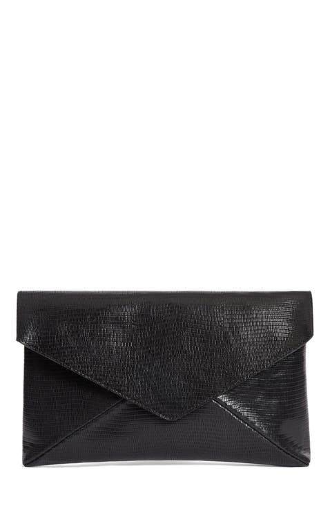 Valentina Metallic Envelope Leather Clutch