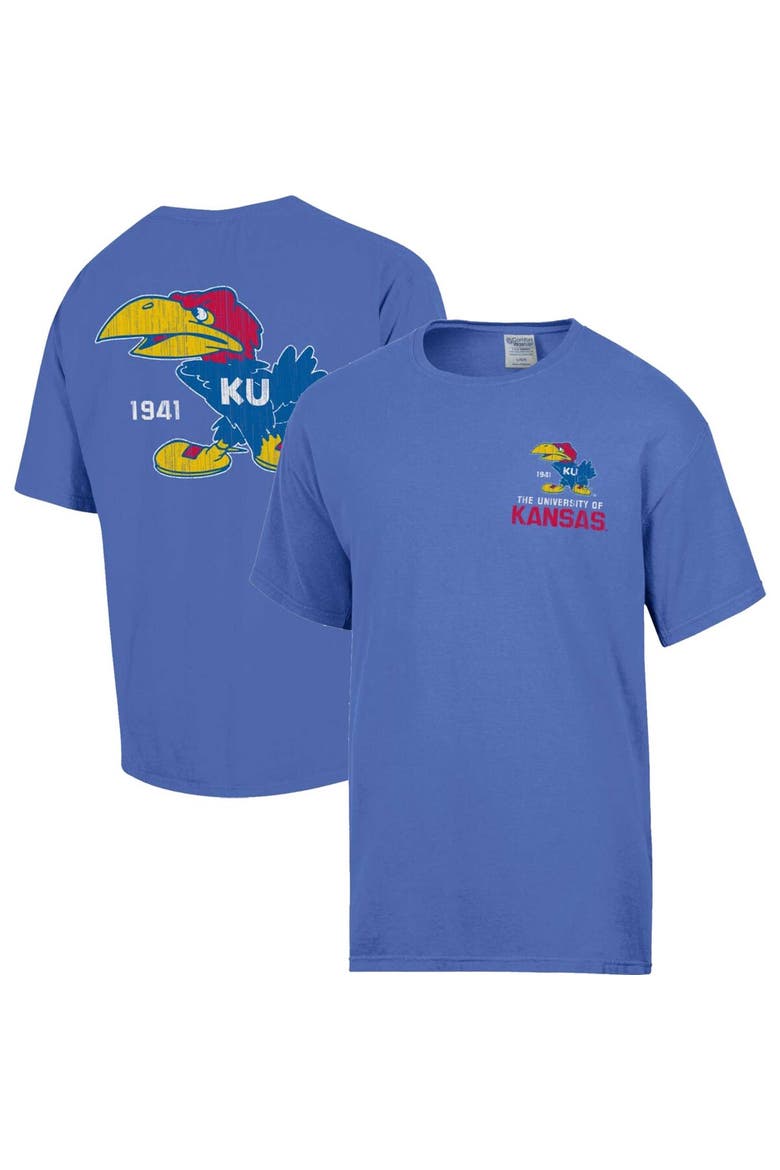 Men's Comfort Wash Royal Kansas Jayhawks Vintage Logo T-Shirt, Main, color, Royal
