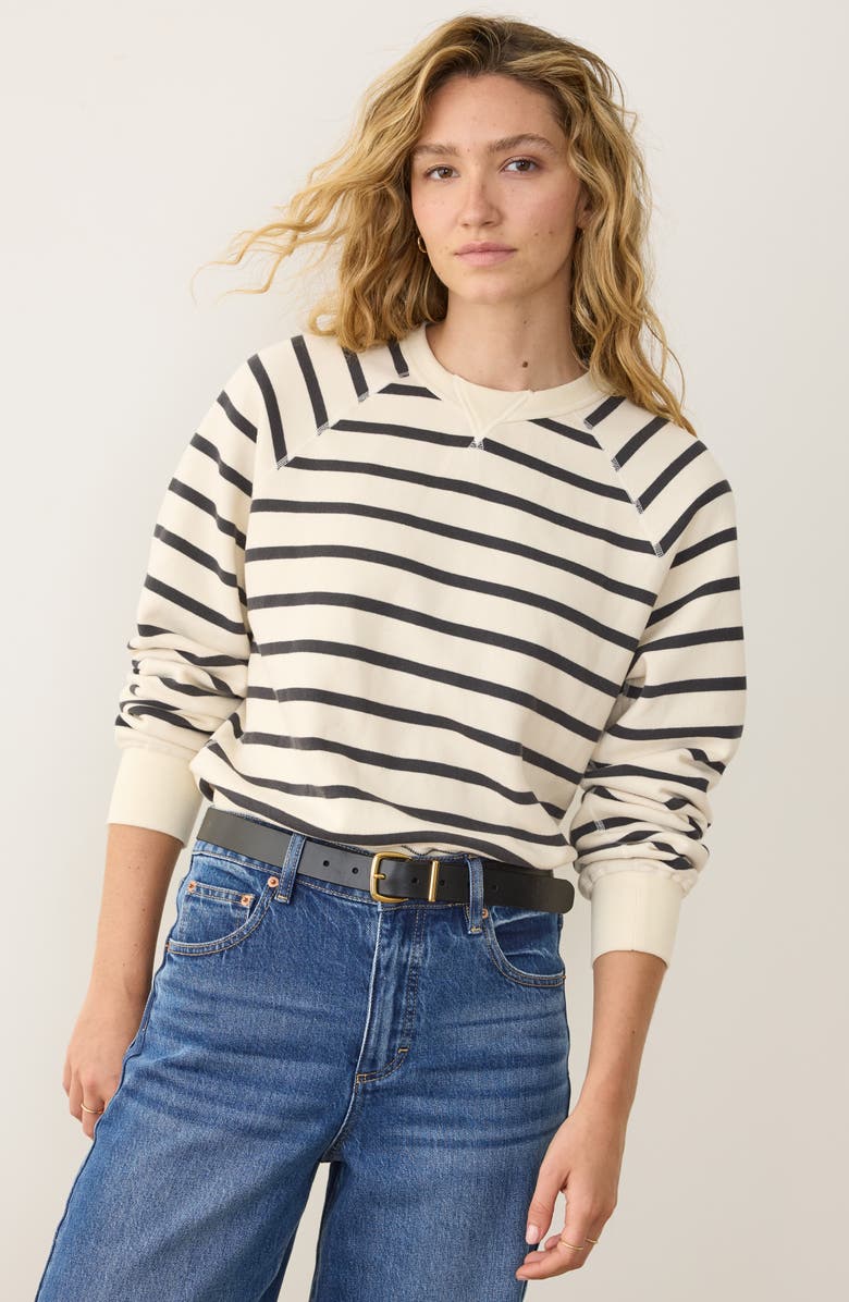Marine Layer Cloud 9 Fleece Stripe Reversible Sweatshirt, Alternate, color, Black/ White Stripe