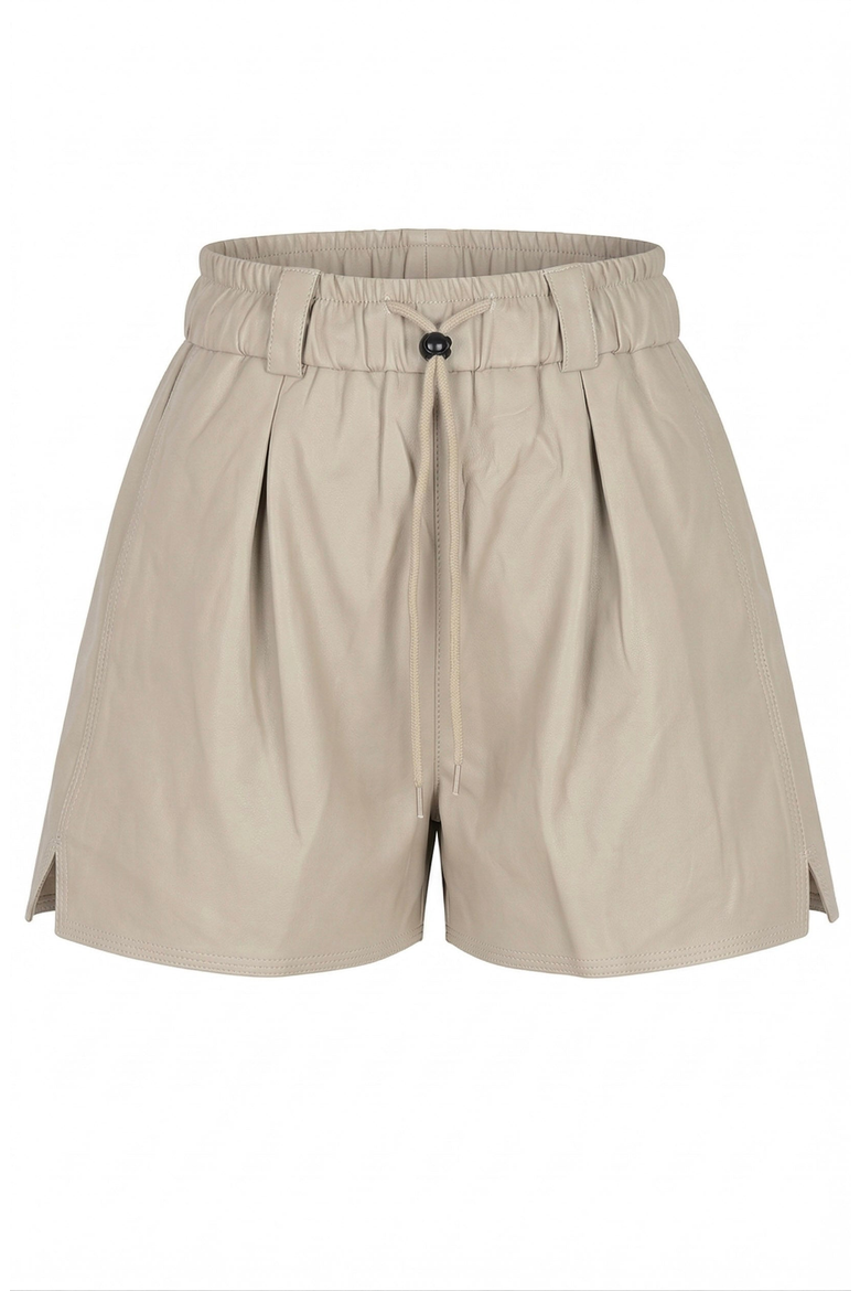 High Waist Shorts with Drawstring Waistband, Alternate, color, Beige